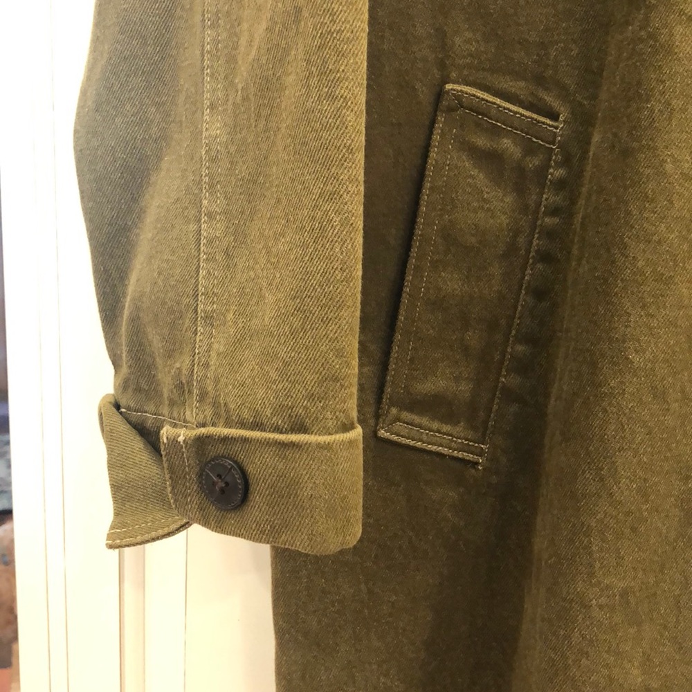 Denim & Co long heavyweight olive green denim jacket size Large - Picture 4 of 8